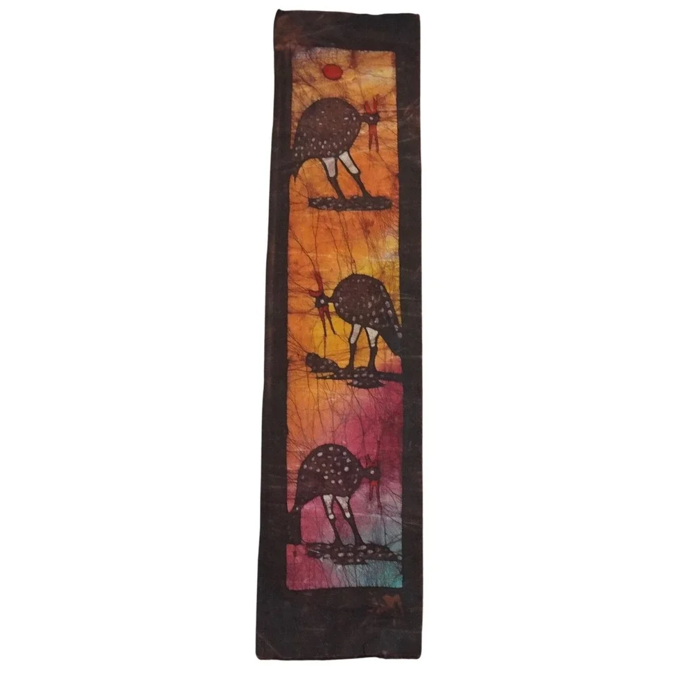 Unbranded Batik Wall Hanging Unisex OS Multicolor Guinea Fowl Art Boho VTG